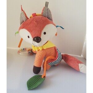Skip Hop Bandana Buddies Activity Animal Fox Teething Rattle Baby Toy Clip N Go